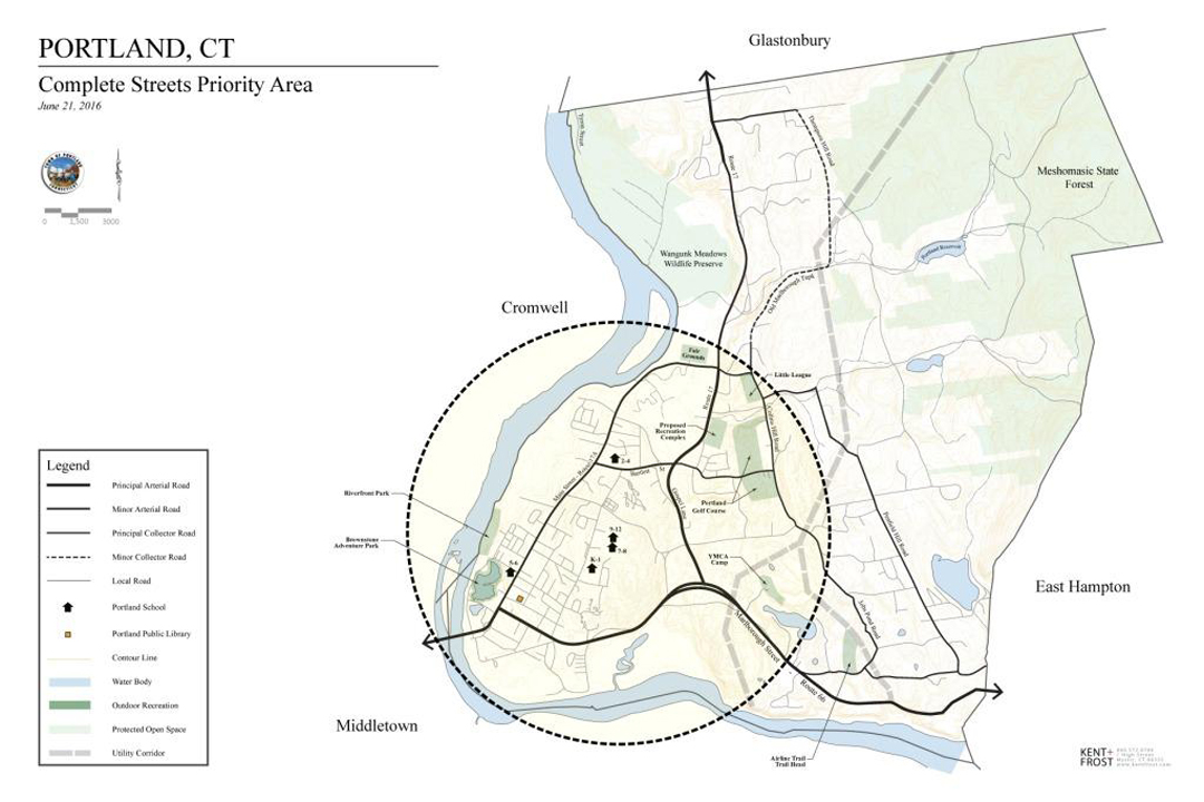 Portland CT Complete Streets Priority Area