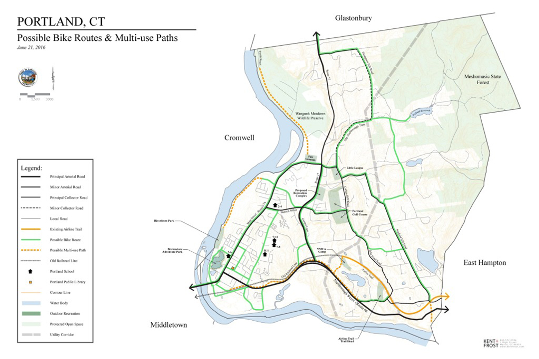 Portland CT Bike Route & Multi-Use Path Map